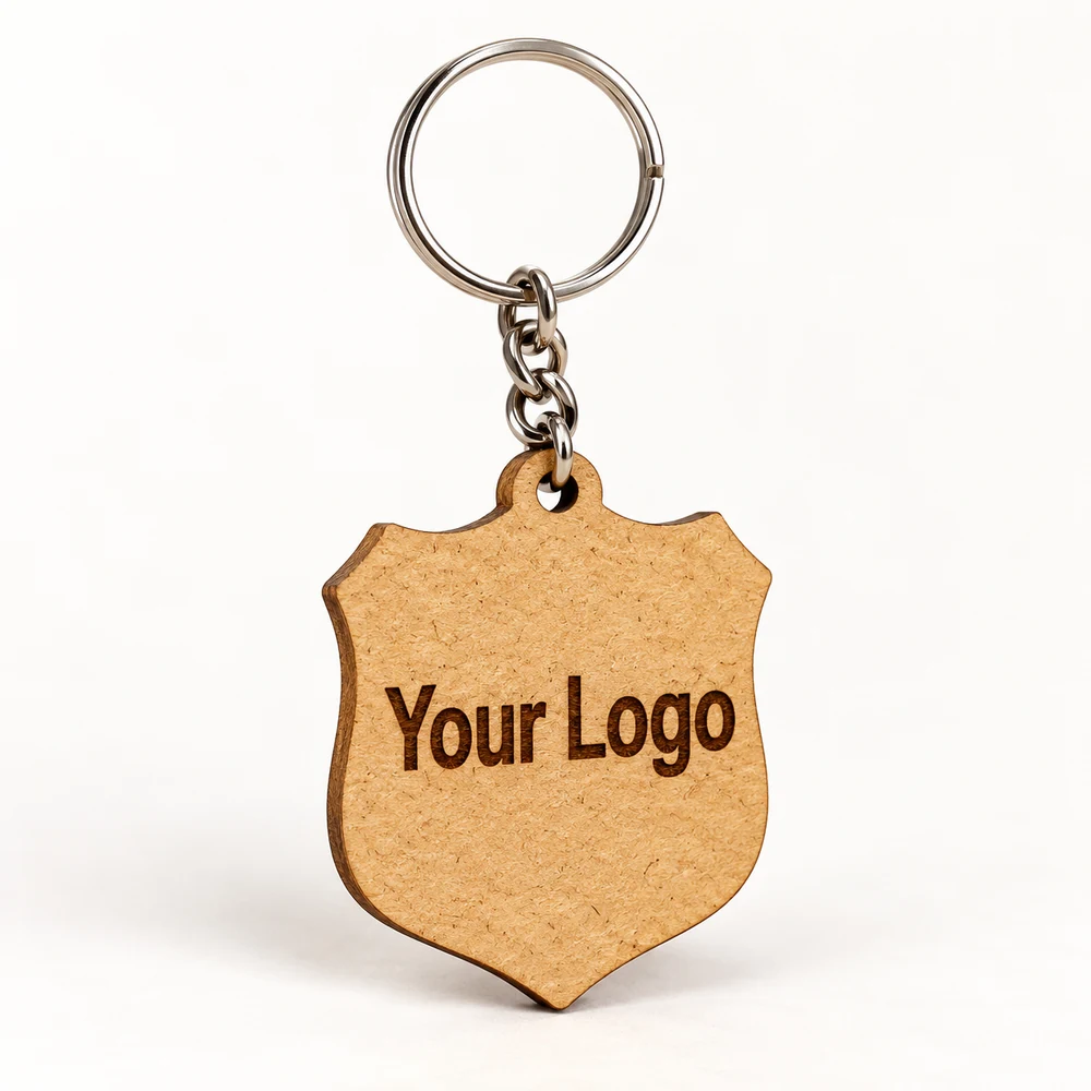 Shield MDF Plaque Keychain